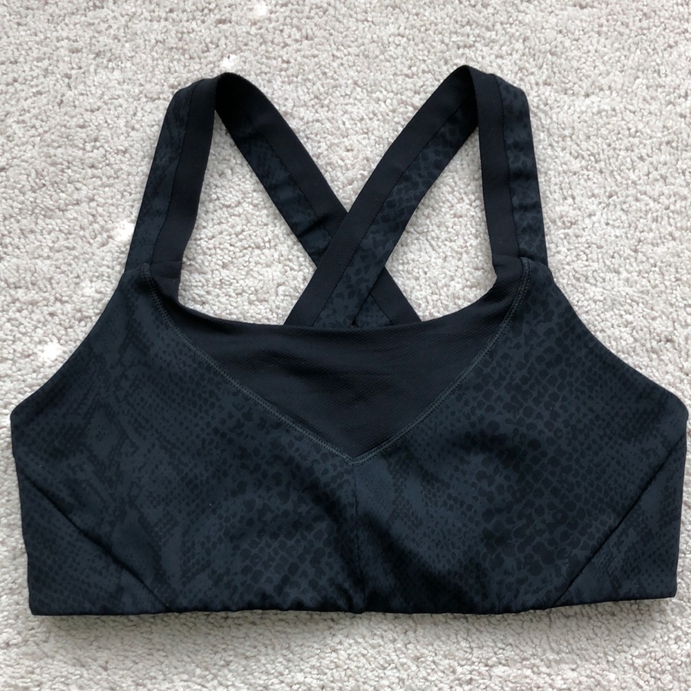 Lululemon black and grey snake print sports bra. Size 8. Worn twice!